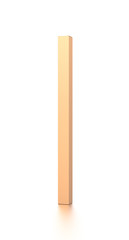 Brown corrugated cardboard box from front far side angle. Blank, vertical, tall, long and rectangle shape.
