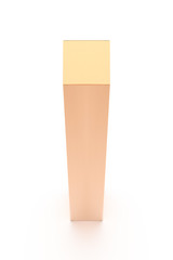 Brown corrugated cardboard box from top angle. Blank, vertical, tall, long and rectangle shape.