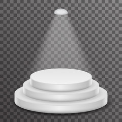 Award podium stage ceremony illuminated 3d realistic design vector illustration