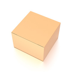 Brown corrugated cardboard box from top side closeup angle. Blank, horizontal, and rectangle shape.
