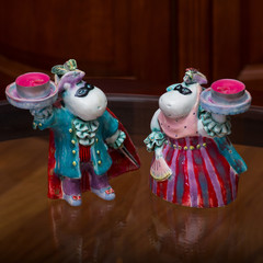 the collector and his hippos in a private collection