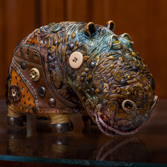 the collector and his hippos in a private collection