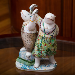 the collector and his hippos in a private collection