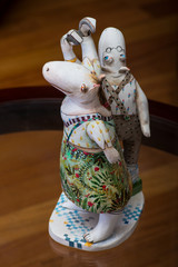 the collector and his hippos in a private collection