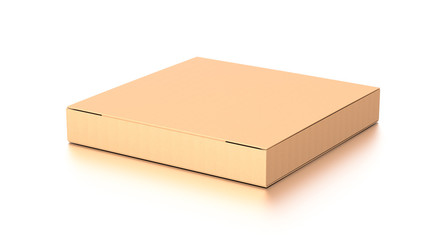 Brown corrugated cardboard box from top side angle. Blank, horizontal, and rectangle shape.