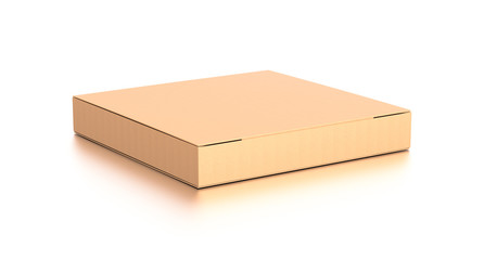 Brown corrugated cardboard box from top side angle. Blank, horizontal, and rectangle shape.