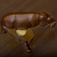 the collector and his hippos in a private collection