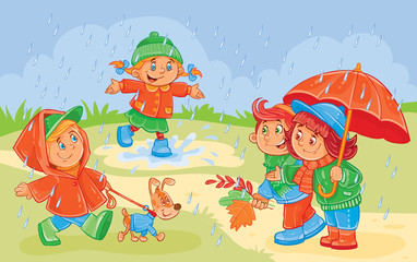 Fototapeta premium illustration of young children playing