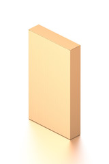 Brown corrugated cardboard box from isometric angle. Blank, vertical, and rectangle shape.