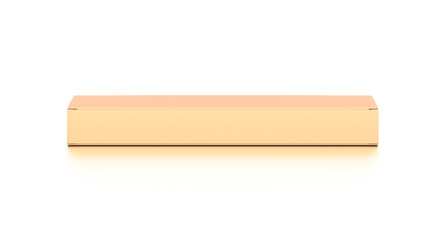 Brown corrugated cardboard box from top front angle. Blank, horizontal, and rectangle shape.
