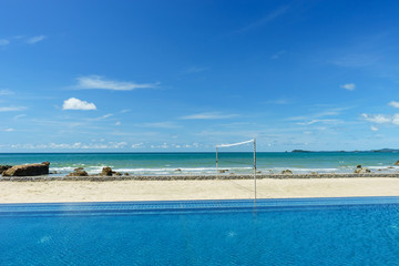 Obraz na płótnie Canvas Beach Volleyball field with blue sky