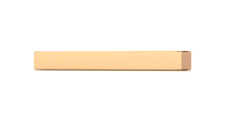 Brown corrugated cardboard box from front far side angle. Blank, horizontal, and rectangle shape.