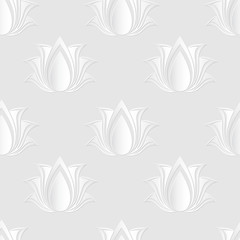 vector seamless pattern of paper lotus flowers for design
