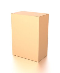 Naklejka premium Brown corrugated cardboard box from top side angle. Blank, vertical, and rectangle shape.