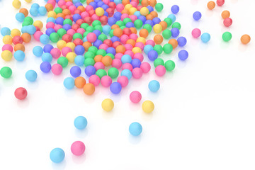 3D rendering a lot of rubber ball on white background,colorful c