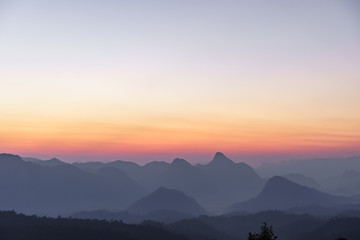 sunset in evening back mountain
