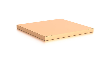 Brown corrugated cardboard box from top side angle. Blank, horizontal, thin, and rectangle shape.