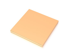 Brown corrugated cardboard box from top side closeup angle. Blank, horizontal, thin, and rectangle shape.