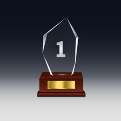 Realistic Blank Vector Glass Trophy Award