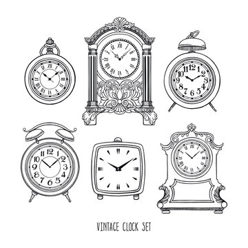 sketch vintage clock