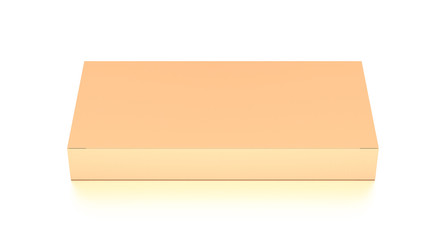 Brown corrugated cardboard box from top front closeup angle. Blank, horizontal, and rectangle shape.