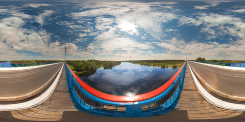 Full 360 degree equirectangula panorama on the waterfront before the storm