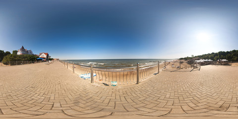Full 360 degree equirectangula panorama promenade of the Baltic Sea