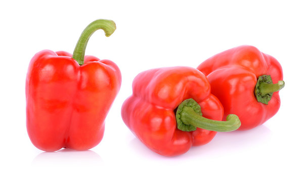 red Bell pepper on white background