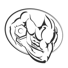 Man with dumbbells in hand silhouette