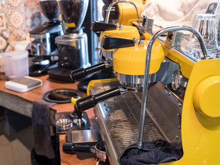 Espresso machine making coffee in pub, bar, restaurant, cafe sho