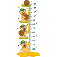 Obraz premium teddy bear and honey height measure - vector illustration, eps
