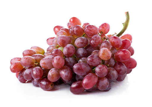 red seedless grapes isolated on white background