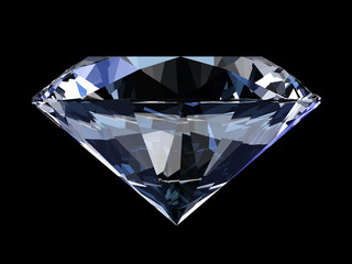 Realistic diamond isolated on black background, 3d illustration.