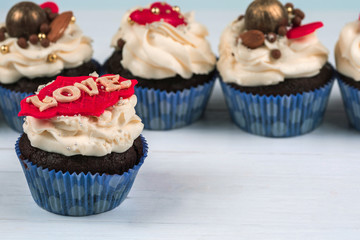 Valentine's Day. Birthday cupcake. cakes with a heart.