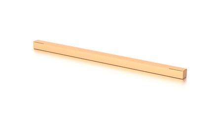 Brown corrugated cardboard box from top side angle. Blank, horizontal, thin, long and rectangle shape.