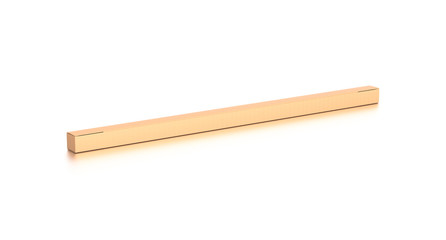 Brown corrugated cardboard box from top side angle. Blank, horizontal, thin, long and rectangle shape.