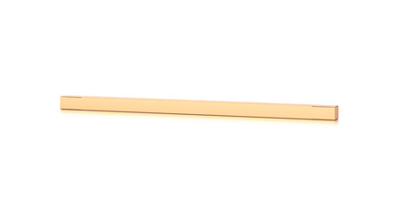 Brown corrugated cardboard box from top front far side angle. Blank, horizontal, thin, long and rectangle shape.