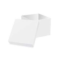 White square box with lid. Box mockup for design or branding. Vector illustration.