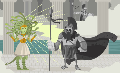 medusa gorgon serpent hair greek mythology monster turning into stone soldier warriors perseus