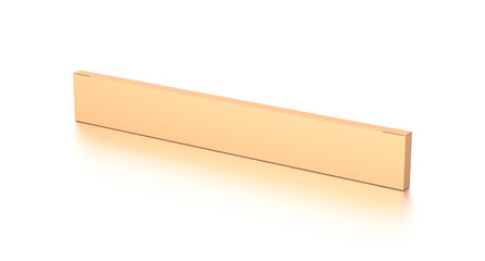 Brown corrugated cardboard box from top side angle. Blank, horizontal, thin, long and rectangle shape.