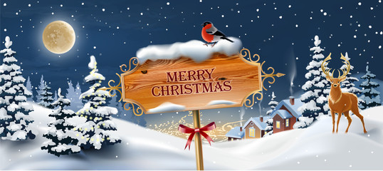 Vector background with winter landscape.