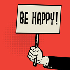 Poster in hand, business concept with text Happy Anniversary