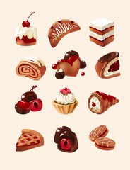 Vector set of decorative icons sweets