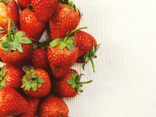 strawberry top view with copy space background