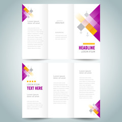 Brochure design template vector tri-fold abstract squares