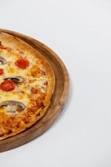 Delicious italian pizza served on pizza tray