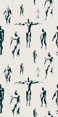 Body building silhouettes. Bodybuilder posing. Vector seamless background