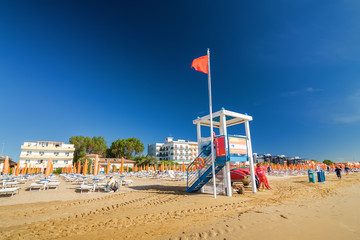 Point of rescue on the beach of Lido do Jesolo, Veneto region, Italy.