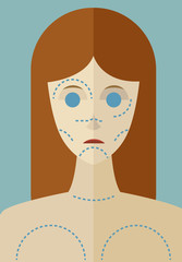 surgery lined face skin woman