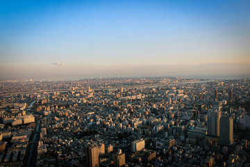 Megapolis of Tokyo panorama from Skytree by sunset, Japan